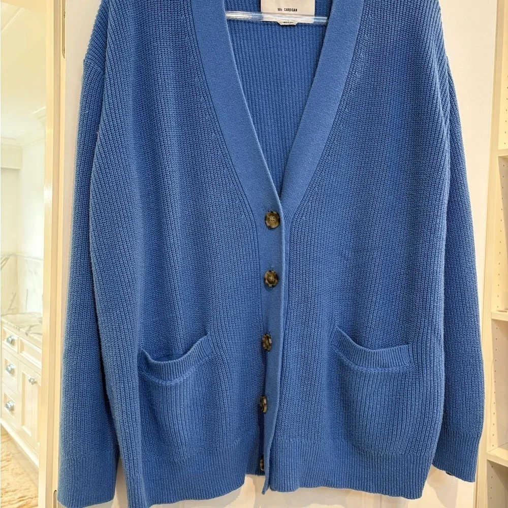 RE/DONE Blue Knit Cotton Cardigan